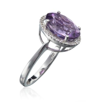 4.28 Carat Oval Amethyst and Diamond Ring in 14kt White Gold &mdash; Alt Image 3