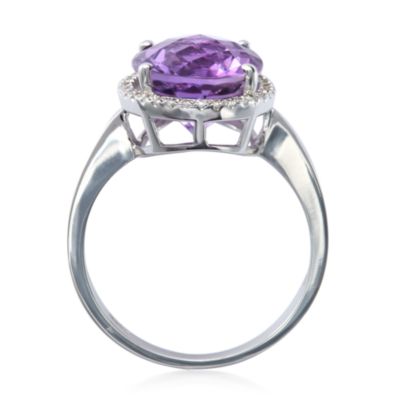 4.28 Carat Oval Amethyst and Diamond Ring in 14kt White Gold &mdash; Alt Image 4