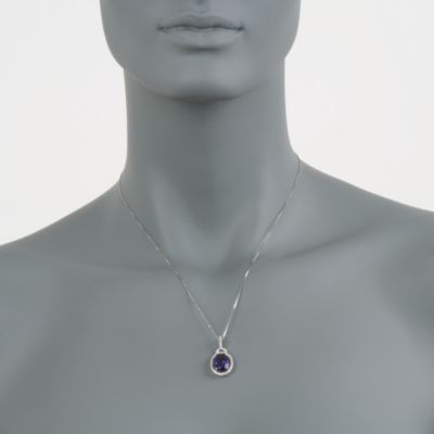 4.10 Carat Amethyst and .20 ct. t.w. Diamond Pendant Necklace in 14kt White Gold. 18" &mdash; Alt Image 2