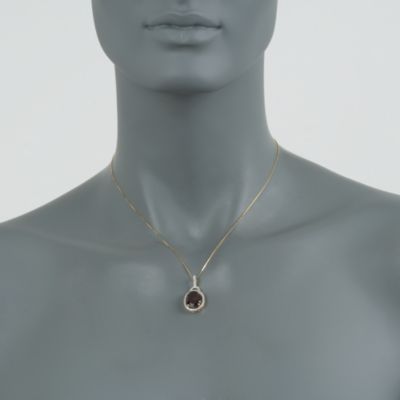 5.00 Carat Oval Garnet and Diamond Pendant With 14kt Yellow Gold Necklace. 18" &mdash; Alt Image 2