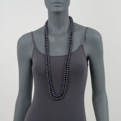 8-8.5mm Endless Black Cultured Pearl Necklace. 80" &mdash; Alt Image 2