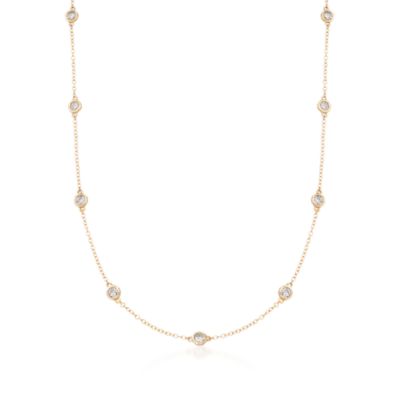 1.00 ct. t.w. Bezel-Set Diamond Station Necklace in 14kt Yellow Gold &mdash; Alt Image 1