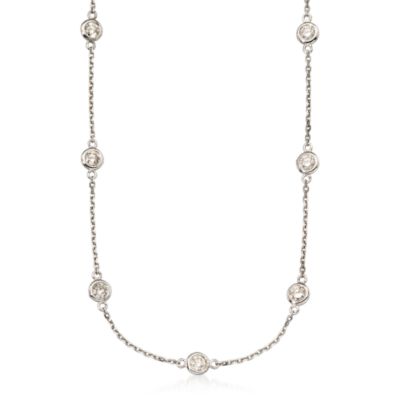2.00 ct. t.w. Bezel-Set Diamond Station Necklace in 14kt White Gold &mdash; Alt Image 1