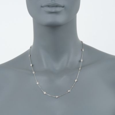 2.00 ct. t.w. Bezel-Set Diamond Station Necklace in 14kt White Gold &mdash; Alt Image 3