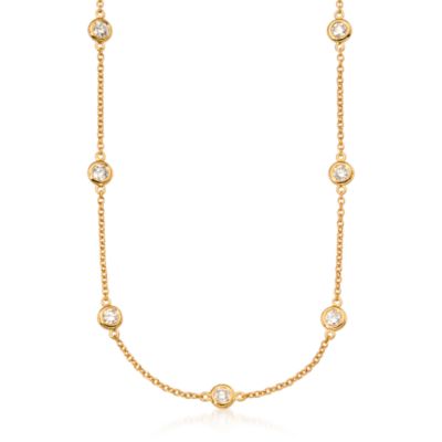 2.00 ct. t.w. Bezel-Set Diamond Station Necklace In 14kt Yellow Gold. 20" &mdash; Alt Image 1