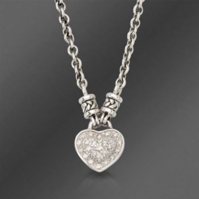 Scott Kay .21 ct. t.w. Diamond Heart Necklace in Sterling Silver. 17" &mdash; Alt Image 1