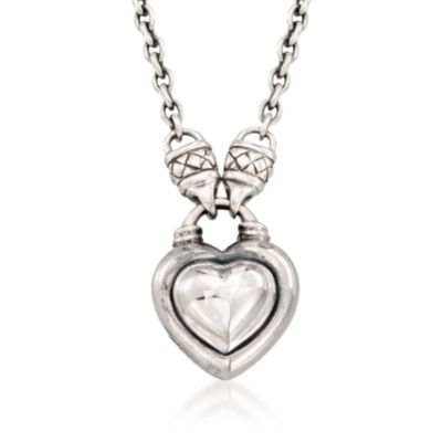 Scott Kay Sterling Silver Heart Drop Necklace. 16" &mdash; Alt Image 1