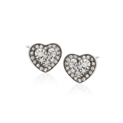 Scott Kay .36 ct. t.w. Diamond Heart Earrings in Sterling Silver &mdash; Alt Image 1