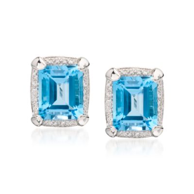 10.55 ct. t.w. Blue Topaz Earrings With Diamonds in Sterling Silver   &mdash; Alt Image 1