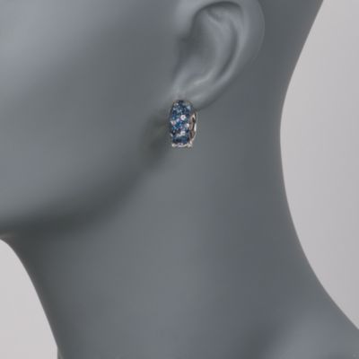1.75 ct. t.w. Blue and White Sapphire Hoop Earrings in Sterling Silver &mdash; Alt Image 2