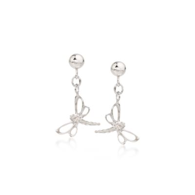 Child's Sterling Silver and Diamond Dragonfly Earrings &mdash; Alt Image 1