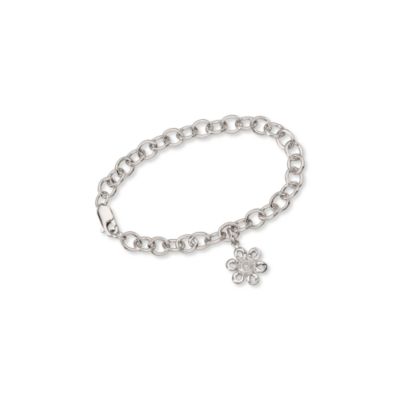 Child's Sterling Silver and Diamond Daisy Bracelet. 6.75" &mdash; Alt Image 1