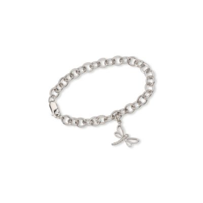 Child's Sterling Silver and Diamond Dragonfly Bracelet. 6.75" &mdash; Alt Image 1