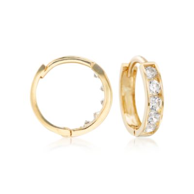 Child's CZ Hoop Earrings in 14kt Yellow Gold &mdash; Alt Image 1