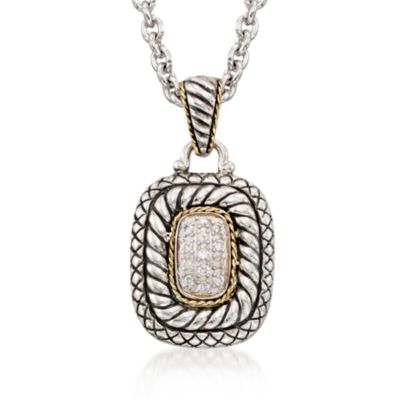 Andrea Candela .19 ct. t.w. Diamond Necklace in 18kt Yellow Gold and Sterling Silver. 18" &mdash; Alt Image 1