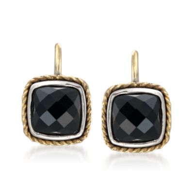  Andrea Candela Black Onyx Earrings in 18kt Yellow Gold and Sterling Silver &mdash; Alt Image 1