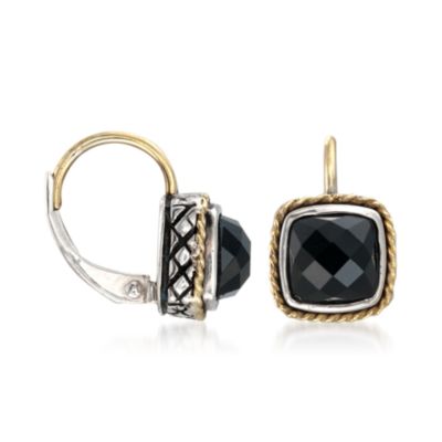  Andrea Candela Black Onyx Earrings in 18kt Yellow Gold and Sterling Silver &mdash; Alt Image 2