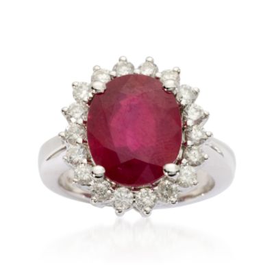 6.50 Carat African Ruby Ring With 1.00 Carat t.w. Diamonds in 14kt White Gold &mdash; Alt Image 1