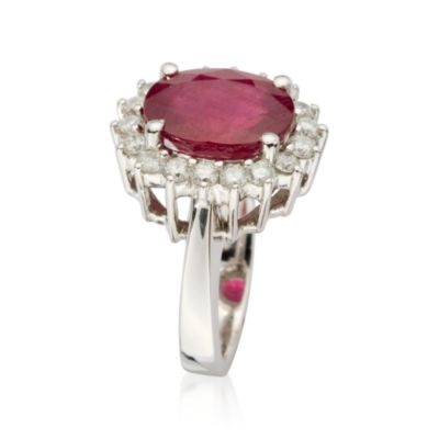 6.50 Carat African Ruby Ring With 1.00 Carat t.w. Diamonds in 14kt White Gold &mdash; Alt Image 2