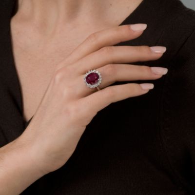 6.50 Carat African Ruby Ring With 1.00 Carat t.w. Diamonds in 14kt White Gold &mdash; Alt Image 3