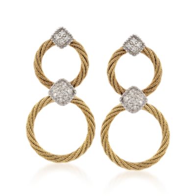 Charriol "Classique" Stainless and 18kt White Gold Diamond Circle Earrings &mdash; Alt Image 1