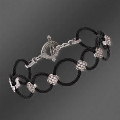 Charriol .28 ct. t.w. "Celtic Noir" Diamond Bracelet In  Stainless and 18kt White Gold. 7" &mdash; Alt Image 1