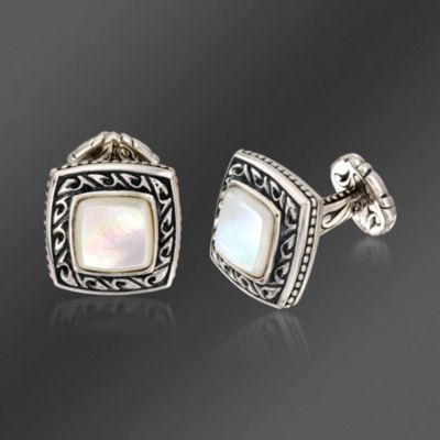 Scott Kay "Sparta" Mother-Of-Pearl and Sterling Silver Cufflinks &mdash; Alt Image 1