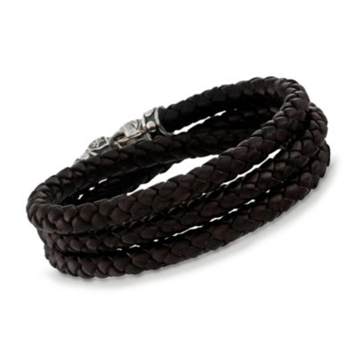 Scott Kay Men's Woven Sterling Silver Bracelet With Leather. 25" &mdash; Alt Image 1
