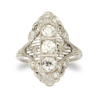 C.1930 Vintage 1.30 ct. t.w. Diamond Dinner Ring In Platinum. Size 7.25 &mdash; Alt Image 1