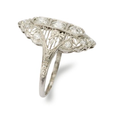 C.1930 Vintage 1.30 ct. t.w. Diamond Dinner Ring In Platinum. Size 7.25 &mdash; Alt Image 2