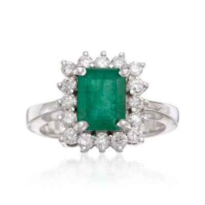 2.50 Carat Emerald and 1.00 ct. t.w. Diamond Ring in 14kt White Gold &mdash; Alt Image 1