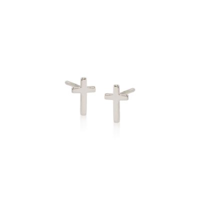 Child's Sterling Silver Cross Earrings &mdash; Alt Image 1