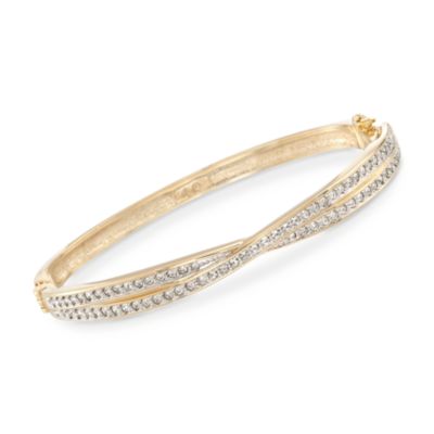 Swarovski Crystal Pave Crisscross Hinged Bangle Bracelet . 7.25" &mdash; Alt Image 1