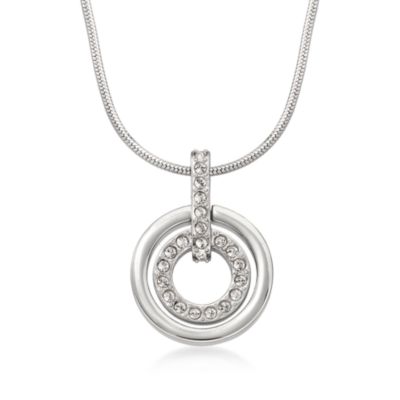 Swarovski Crystal Double Circle Pendant With Chain. 16.5" &mdash; Alt Image 1