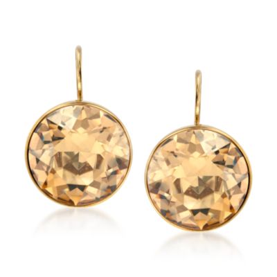 Swarovski Crystal "Bella" Desert Glow Bezel Set Crystal Wire Earrings &mdash; Alt Image 1