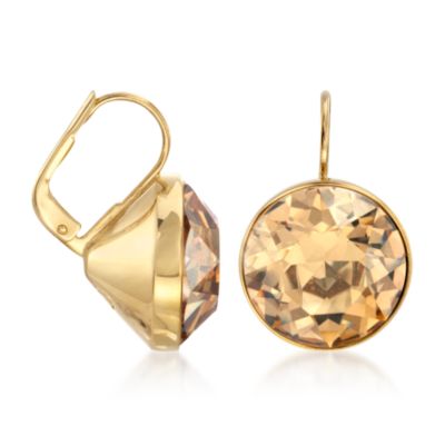 Swarovski Crystal "Bella" Desert Glow Bezel Set Crystal Wire Earrings &mdash; Alt Image 2
