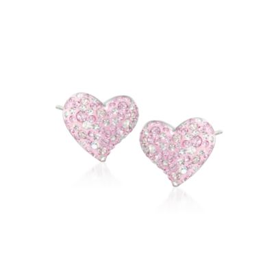 Swarovski Crystal Shades of Pink Crystal "Alana" Heart Earrings &mdash; Alt Image 1