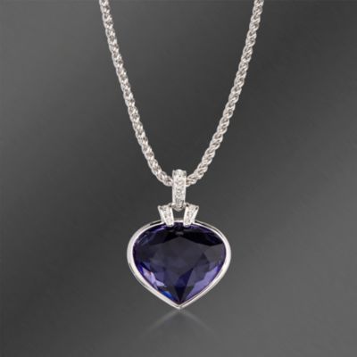 Swarovski Crystal "Oceanic" Tanzanite and Clear Crystal Pendant With Chain. 16" &mdash; Alt Image 1