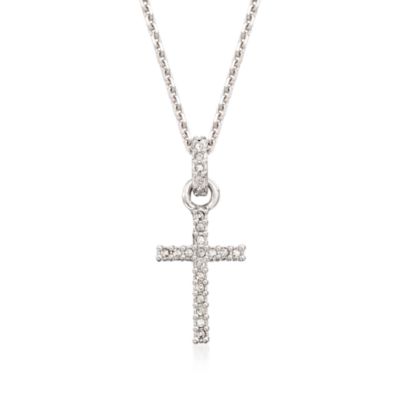 Swarovski Crystal Mini Cross Necklace. 15.5" &mdash; Alt Image 1