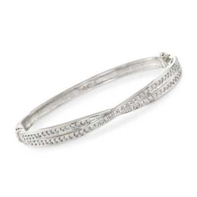 Swarovski Crystal "Edith" Crystal Crossover Bangle Bracelet. 7" &mdash; Alt Image 1