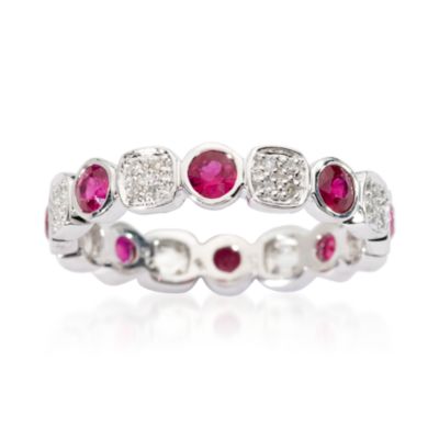 .70 ct. t.w. Ruby Eternity Band With Diamond Accents In 14kt White Gold. Size 9 &mdash; Alt Image 1