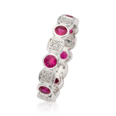 .70 ct. t.w. Ruby Eternity Band With Diamond Accents In 14kt White Gold. Size 9 &mdash; Alt Image 2