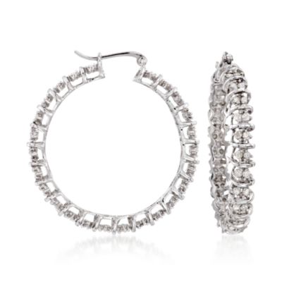 2.00 ct. t.w. Diamond Hoop Earrings in Sterling Silver &mdash; Alt Image 1
