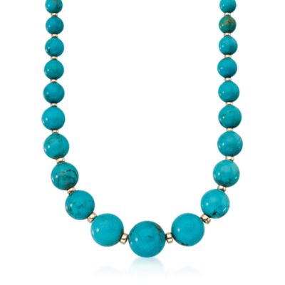 6-20mm Turquoise Bead Necklace in 14kt Yellow Gold &mdash; Alt Image 1