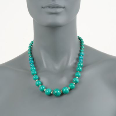 6-20mm Turquoise Bead Necklace in 14kt Yellow Gold &mdash; Alt Image 4