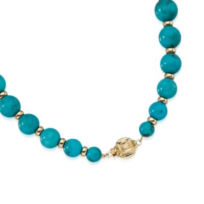 6-20mm Turquoise Bead Necklace in 14kt Yellow Gold &mdash; Alt Image 5