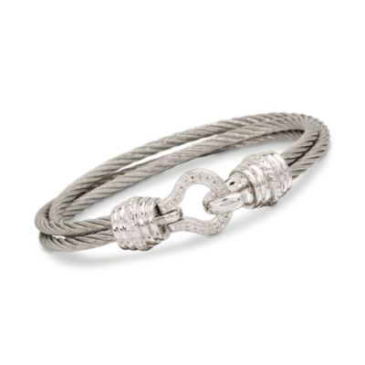 Stainless Steel and Sterling Silver Cabled Wrap Bracelet &mdash; Alt Image 1