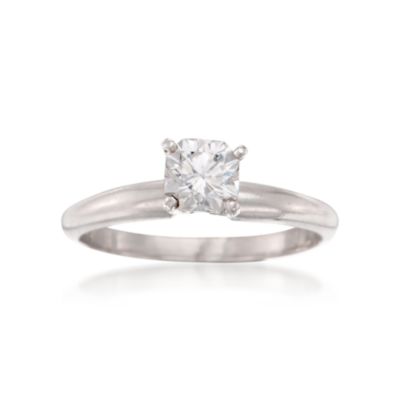 C. 1990 Vintage .50 Carat Diamond Solitaire Ring in Platinum. Size 5.5 &mdash; Alt Image 1