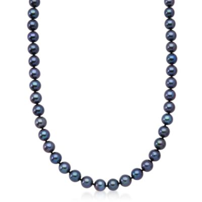 8-8.5mm Black Pearl Necklace in 14kt Yellow Gold &mdash; Alt Image 1