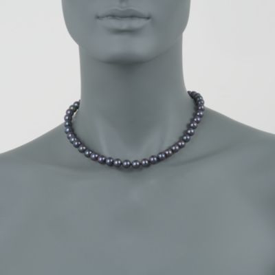 8-8.5mm Black Pearl Necklace in 14kt Yellow Gold &mdash; Alt Image 2